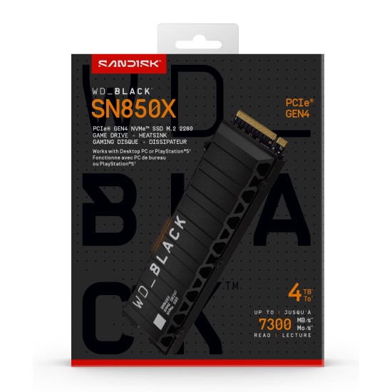 Western Digital WD_BLACK™ SN850X NVMe™ SSD POWERED BY SANDISK 4 TB, [With Heatsink] Image
