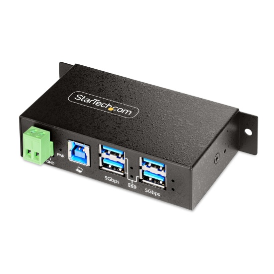 StarTech.com 4-Port Managed USB Hub with 4x USB-A, Heavy Duty with Metal Industrial Housing, ESD & Surge Protection, Wall/Desk/Din-Rail Mountable, USB 3.0/3.1/3.2 Gen 1 5Gbps - TAA Image