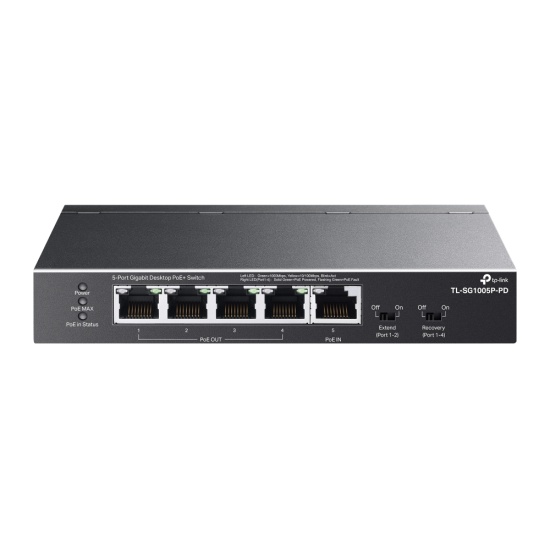 TP-Link TL-SG1005P-PD network switch Gigabit Ethernet (10/100/1000) Power over Ethernet (PoE) Black Image