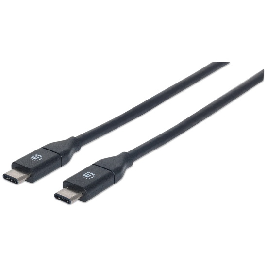 Manhattan USB-C to USB-C Cable, 1m, Male to Male, Black, 10 Gbps (USB 3.2 Gen2 aka USB 3.1), 3A (fast charging), SuperSpeed+ USB, Lifetime Warranty, Equivalent to USB31CC1M Image