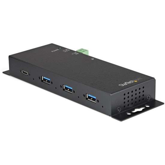 StarTech.com 4-Port USB C Hub 10Gbps - Metal Industrial USB Type-C Hub w/ 3xUSB-A & 1xUSB-C - ESD & Surge Protection - USB-C or USB-A Host - Self-Powered Mountable USB 3.2 Gen 2 Hub - TAA Image