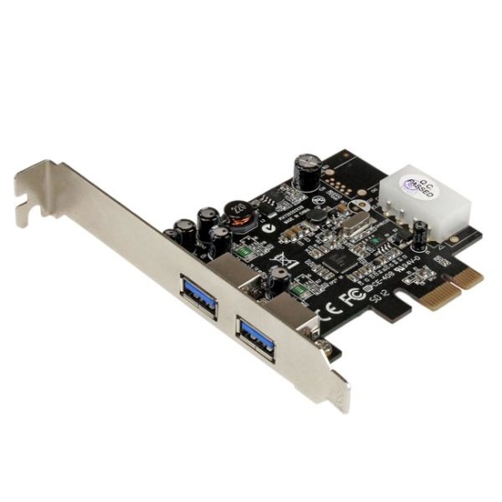 StarTech.com 2 Port PCI Express PCIe SuperSpeed (5Gbps) USB 3.0 Card Adapter with UASP - LP4 Power Image