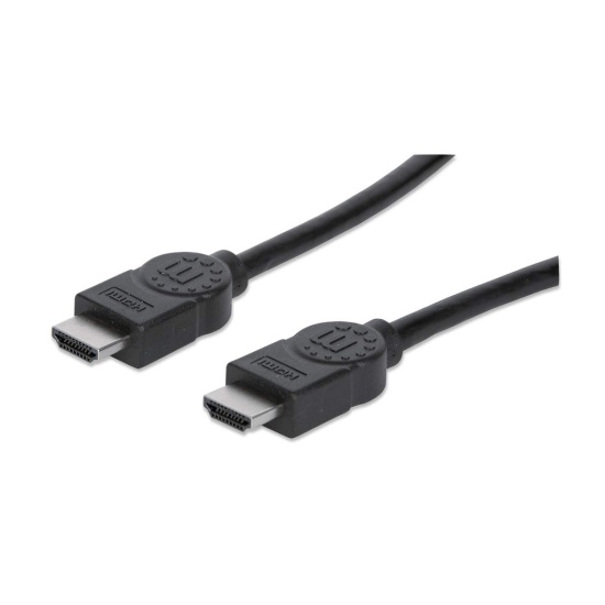 Manhattan HDMI 4K@30Hz Cable, 15m, Suitable for ALL 1080p/HD and majority of 4K uses (check your system 4K specification to be sure), Male to Male, Black, Ultra HD 4k x 2k, Lifetime Warranty, High Speed, Equivalent to HDMM15M Image