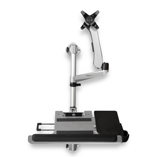 StarTech.com Wall Mount Workstation - Articulating Standing Desk w/ Ergonomic Height Adjustable Monitor Arm & Padded Keyboard Tray - 34