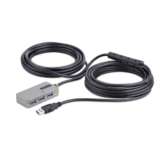 StarTech.com USB Extender Hub, 10m USB 3.0 Extension Cable with 4-Port USB-A Hub, Active/Bus Powered USB Repeater Cable, Optional 20W Power Supply Included, ESD Protection - TAA Image