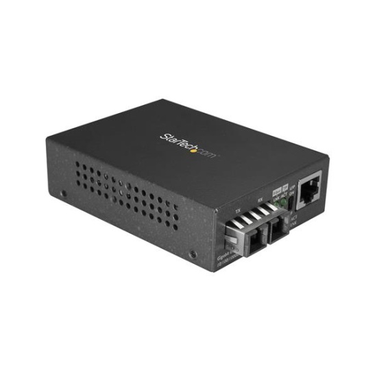 StarTech.com Multi-Mode (MM) SC Fiber Media Converter for 10/100/1000 Networks, Standalone Gigabit Ethernet to SC Fiber Converter, 850nm, 550m - TAA Image
