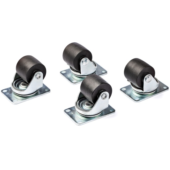 StarTech.com Heavy Duty Casters for Server Racks/Cabinets - Set of 4 Universal M6 2-inch Caster Kit - Replacement Swivel Caster Wheels (45x75mm pattern) for 4 Post Racks - Steel/Plastic Image