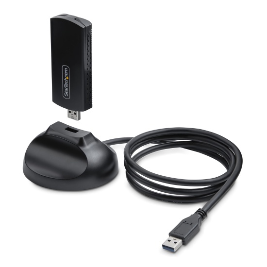 StarTech.com Wi-Fi 6E USB Adapter/Dongle, For Desktop/Laptop PC, Wireless NIC w/Foldable Antenna, WiFi Adapter Supports 802.11 b/g/n/ac/ax, 2.4/5/6 GHz Network Compatible Image