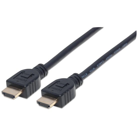 Manhattan HDMI 4K@60Hz Cable with Ethernet - CL3 rated, 2m, Suitable for In-Wall use, For ALL 4K & 1080p/HD uses - when upgrading now or have it ready for when you need it, Male to Male, Black, Ultra HD 4k x 2k, Lifetime Warranty, Premium High Speed Image
