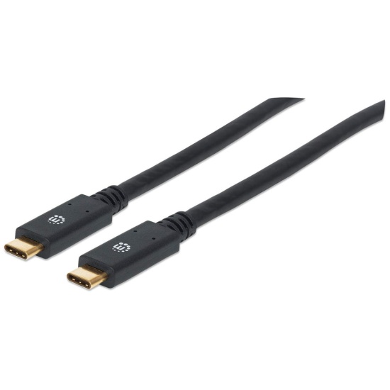 Manhattan USB-C to USB-C Cable, 2m, Male to Male, Black, 5 Gbps (USB 3.2 Gen1 aka USB 3.0), 3A (fast charging), SuperSpeed USB, Lifetime Warranty, Equivalent to USB315CC2M Image
