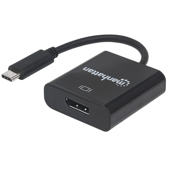 Manhattan USB-C to DisplayPort 1.2 Cable, 4K@30Hz, 21cm, Male to Female, Black, Lifetime Warranty Image