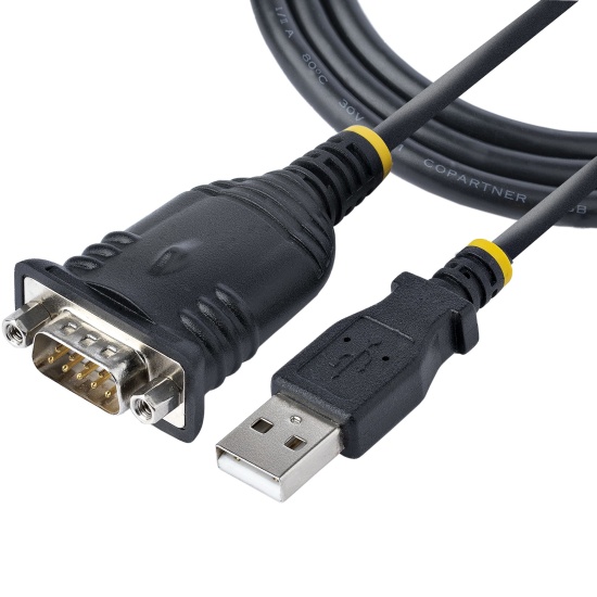 StarTech.com 3ft (1m) USB to Serial Cable, DB9 Male RS232 to USB Converter, Prolific IC, USB to Serial Adapter for PLC/Printer/Scanner/Switch, USB to COM Port Adapter, Windows/Mac Image