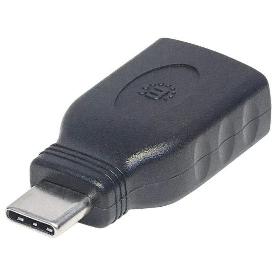 Manhattan USB-C to USB-A Adapter, Male to Female, 5 Gbps (USB 3.2 Gen1 aka USB 3.0), SuperSpeed USB, Black, Lifetime Warranty, Equivalent to USB31CAADG Image