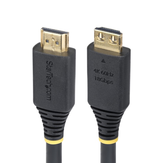 StarTech.com 15ft (4.6m) High Speed HDMI Cable with Gripping Connectors, 4K 60Hz/1440p 144Hz, HDR10/HDCP 2.2/ARC, 18Gbps, UHD HDMI Cord for TV/Monitor/Display, TPE Jacket Image