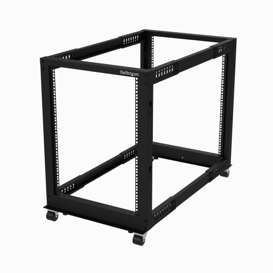 StarTech.com 15U 4-Post Server Rack, 19in Open Frame Rack with 40in (101cm) Mounting Depth and 1200lb (544kg) Weight Capacity, Mobile or Floor Mount IT Rack Image