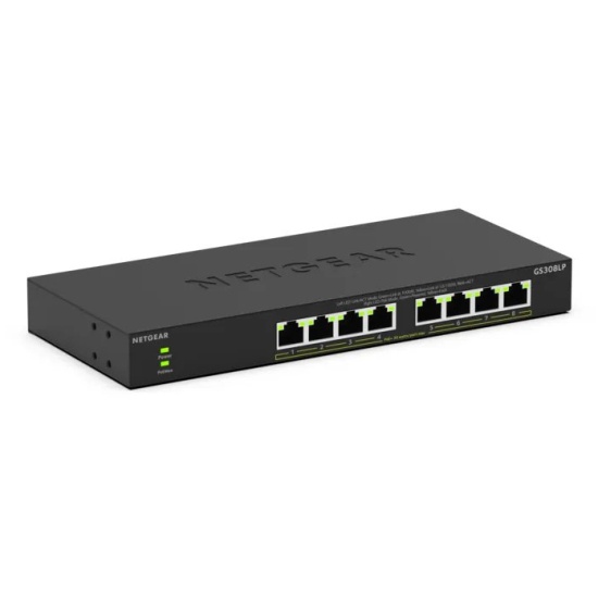 NETGEAR GS308LP Unmanaged Gigabit Ethernet (10/100/1000) Power over Ethernet (PoE) Desktop Black Image