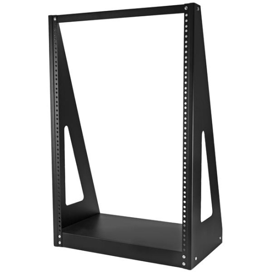 StarTech.com 16U 2-Post Open Frame Desktop Server Rack, 19in Compact Space-Saving Floor IT Rack with 350lb (160kg) Weight Capacity Image