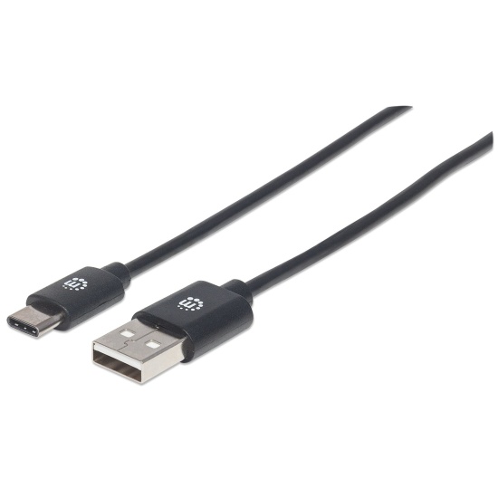 Manhattan USB-C to USB-A Cable, 3m, Male to Male, 480 Mbps (USB 2.0), Hi-Speed USB, Black, Lifetime Warranty Image