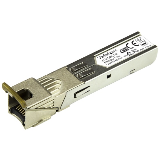 StarTech.com HPE 453154-B21 Compatible SFP Module - 1000BASE-T - SFP to RJ45 Cat6/Cat5e - 1GE Gigabit Ethernet SFP - RJ-45 100m - HPE 6120XG, 6120G, Flex Fabric - TAA Image