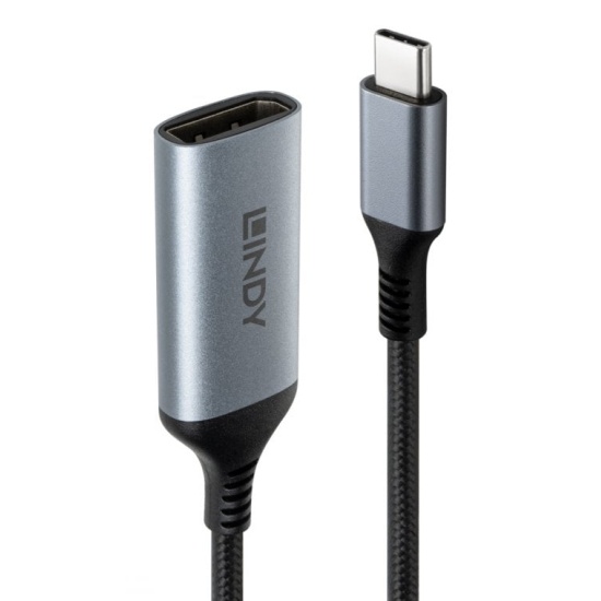 Lindy 43426 video cable adapter 0.15 m USB Type-C DisplayPort Grey, Black Image