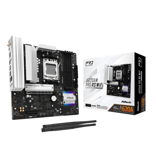 Asrock A620AM Pro RS WiFi AMD A620A Socket AM5 micro ATX Image