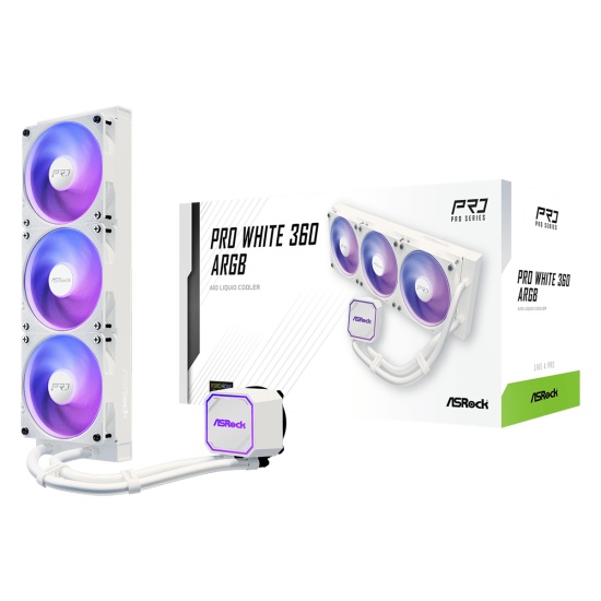 Asrock Pro White 360 ARGB Processor All-in-one liquid cooler 12 cm Image