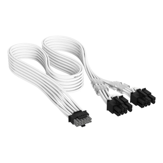 Corsair Elite Premium Individually Sleeved, PCIe 12V-2x6 to 2x 8-pin (6+2 split) PCIe Cable - White Image