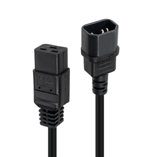 Lindy 1m C14 to C19 Mains Extension Cable, Black Image