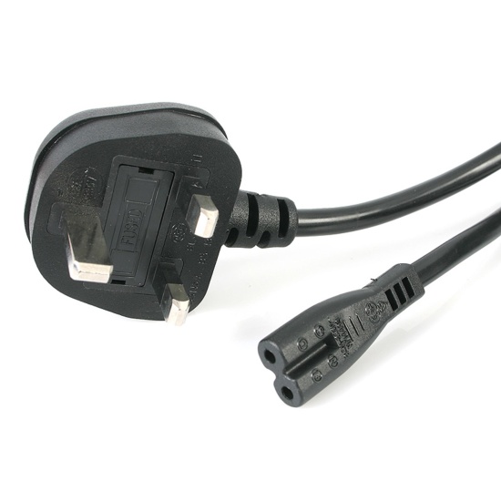 StarTech.com 3ft (1m) UK Laptop Power Cable, BS 1363 to C7, 2.5A 250V, 18AWG, Black, UK Laptop Replacement Cord, Printer Power Cable, AC Laptop Charger Cord, Laptop Power Brick Cord Image