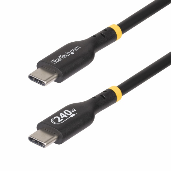 StarTech.com 6.6ft (2m) USB-C Charging Cable, Charge & Sync, 240W (5A) PD EPR, USB 2.0 Laptop Charger Cable, USB-IF Certified, TPE Jacket - Black USB C Charging Cord Image