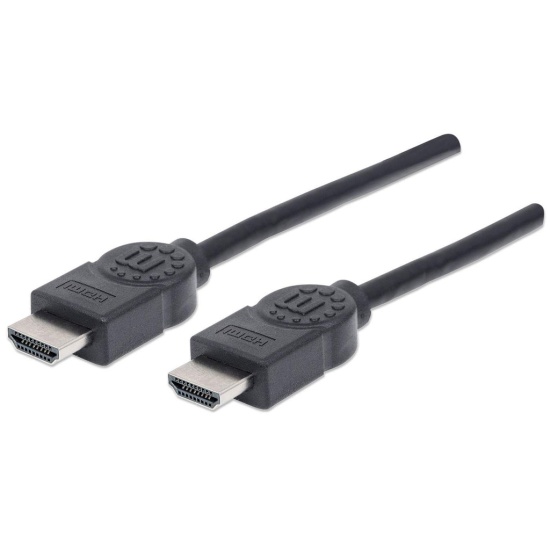 Manhattan HDMI 4K@30Hz Cable with Ethernet, 5m, Suitable for ALL 1080p/HD and majority of 4K uses (check your system 4K specification to be sure), Male to Male, Black, Ultra HD 4k x 2k, Lifetime Warranty, High Speed, Equivalent to HDMIMM15HS (except 40cm  Image