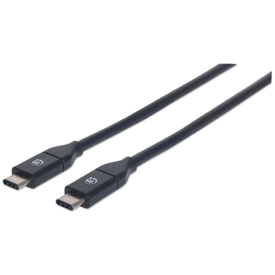 Manhattan USB-C to USB-C Cable, 50cm, Male to Male, Black, 10 Gbps (USB 3.2 Gen2 aka USB 3.1), 3A (fast charging), SuperSpeed+ USB, Lifetime Warranty, Equivalent to USB31CC50CM Image