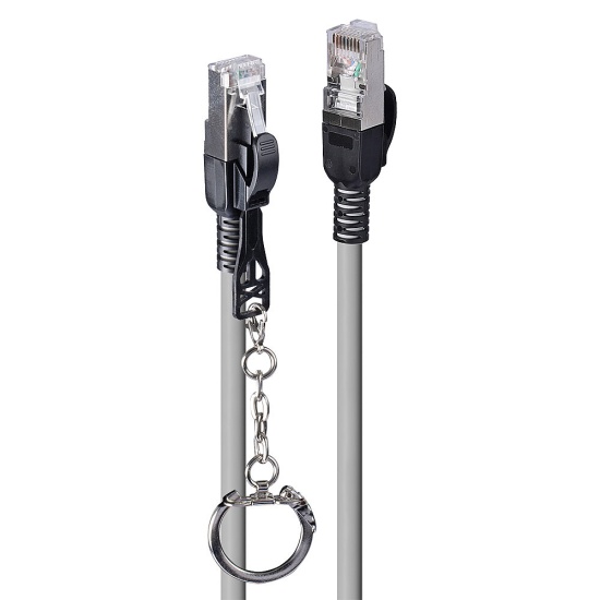 Lindy 2m Cat.6A S/FTP Locking Network Cable, Grey Image