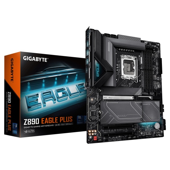 GIGABYTE Z890 EAGLE PLUS Motherboard - Supports Intel Core Ultra (Series 2) CPUs, 14+1+2 phases VRM, up to 9466MHz DDR5 (OC), 1xPCIe 5.0 M.2 + 3xPCIe 4.0 M.2, 2.5GbE LAN, USB4 Image
