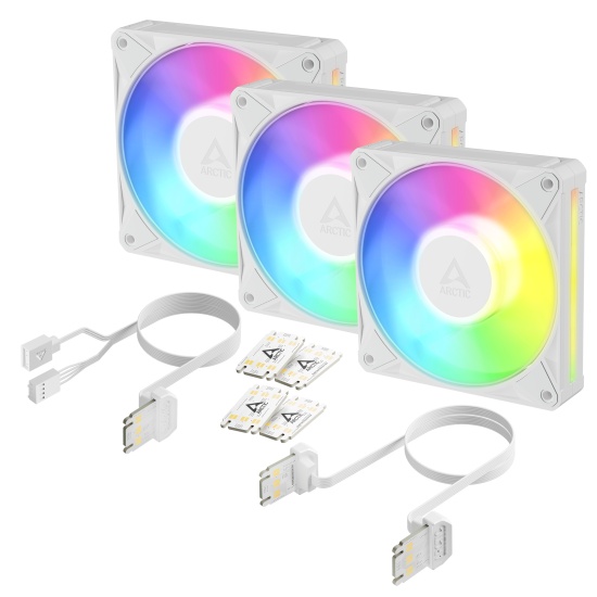 ARCTIC BioniX P12 A-RGB (White) – 3 Pack 120 mm PWM Fan with Daisy Chain Image