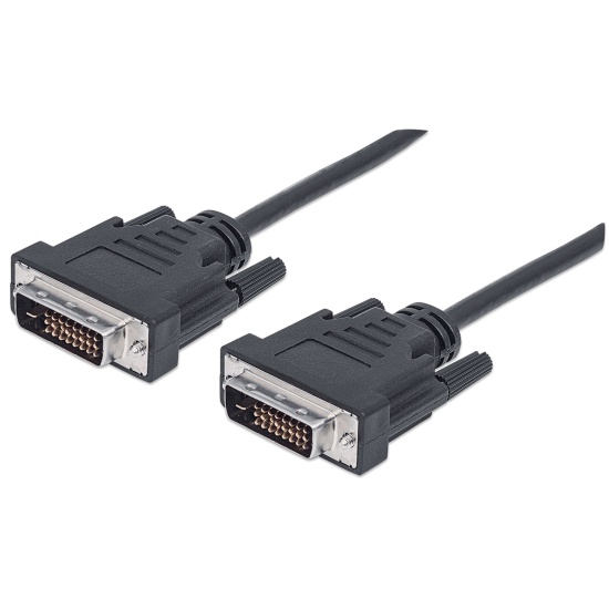 Manhattan Digital DVI-D Dual Link Video Cable, 3m, Male to Male, Fully Shielded, Compatible with DVD-D, Black, Lifetime Warranty Image