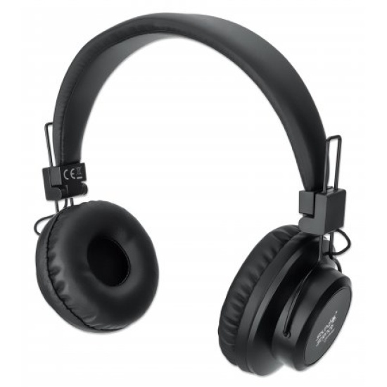 Manhattan Bluetooth On-Ear Headset, Microphone, FM Radio, Integrated Controls, 8 hour usage time, Max Range 10m, MicroSD Card slot, 3.5mm Aux port, Bluetooth v5.0, USB-A charging cable included, Three Year Warranty Image