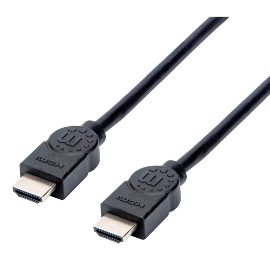 Manhattan HDMI 4K@30Hz Cable, 1.5m, Suitable for ALL 1080p/HD and majority of 4K uses (check your system 4K specification to be sure), Male to Male, Black, Ultra HD 4k x 2k, Lifetime Warranty, High Speed, Equivalent to HDMM150CM Image