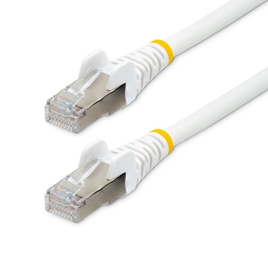 StarTech.com 1m CAT6a Ethernet Cable - White - Low Smoke Zero Halogen (LSZH) - 10GbE 500MHz 100W PoE++ Snagless RJ-45 w/Strain Reliefs S/FTP Network Patch Cord Image