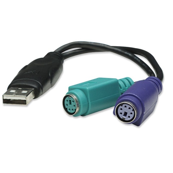 Manhattan USB-A to PS/2 Converter cable, 15cm, Male to Female, Black, Connects Two PS/2 Devices via One USB-A Port, Three Year Warranty, Equivalent to USBPS2PC. Image