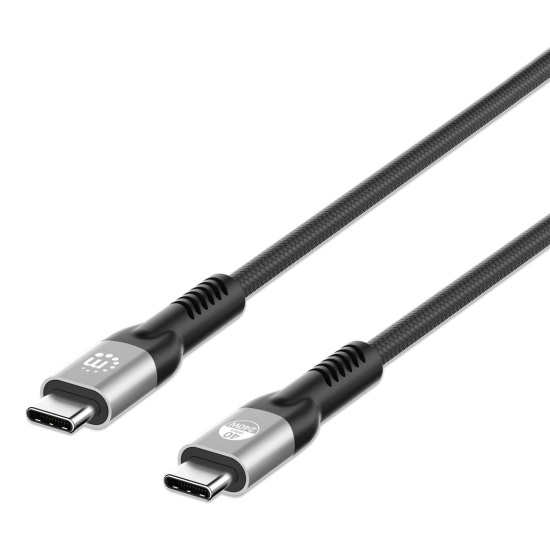 Manhattan Fast USB-C to USB-C Cable (240W), 2m, 240W Laptop Charging + High-Speed Data & Video, Works with ALL Laptops (Note additional USB-C 240W wall charger needed), 40 Gbps Ultra-Fast Transfers, Extra-Long Reach for Desk or Floor Sockets, 3 year Warra Image