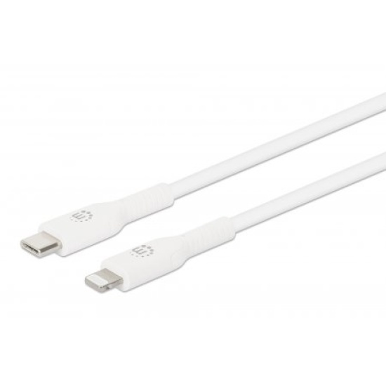 Manhattan USB-C to Lightning Cable, Charge & Sync, 2m, White, For Apple iPhone/iPad/iPod, Male to Male, MFi Certified (Apple approval program), 480 Mbps (USB 2.0), Hi-Speed USB, Lifetime Warranty Image