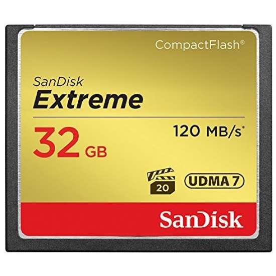 32GB Sandisk Extreme CompactFlash Memory Card (120MB/sec) Image