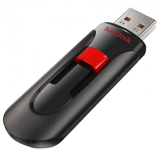 32GB Sandisk Cruzer Glide USB2.0 Black/Red Sliding USB Connector Image