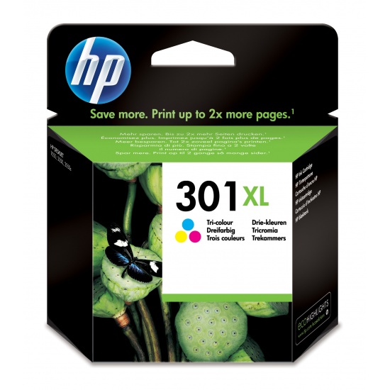 HP 301XL High Yield Tri-Color Original Ink Cartridge (Cyan, Magenta, Yellow) Image