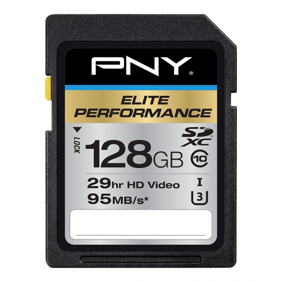 128GB PNY Elite Performance SDXC UHS-I Class 10 95MB/sec Memory Card Image