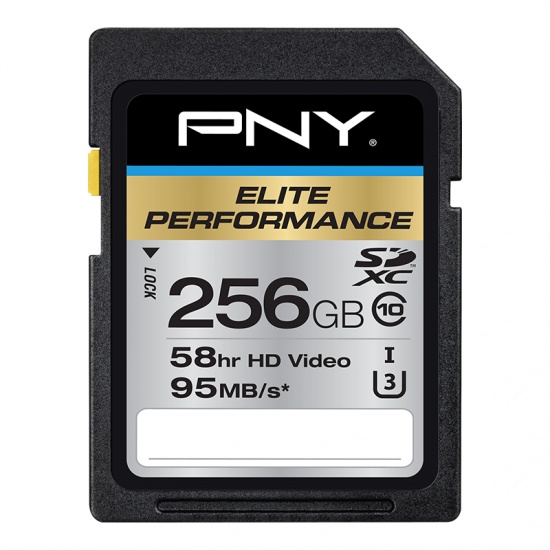 256GB PNY Elite Performance SDXC UHS-I Class 10 95MB/sec Memory Card Image