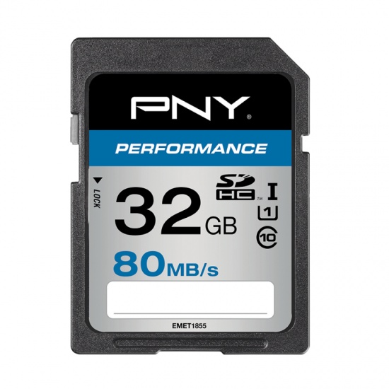 32GB PNY Performance SDHC UHS-I CL10 Memory Card (80MB/sec) Image