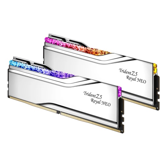 64GB G.Skill Trident Z5 Royal Neo DDR5 6000MHz CL26 1.40V Dual Channel Kit (2x 32GB) RGB Silver Heatsinks Image 64GB G.Skill Trident Z5 Royal Neo DDR5 6000MHz CL26 1.40V Dual Channel Kit (2x 32GB) RGB Silver Heatsinks Image