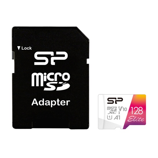 128GB Silicon Power Elite microSDXC CL10 UHS-1 100MB/sec Colorful Memory Card With Adapter Image